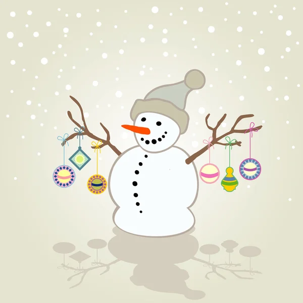 Greeting card with snowman — Stock Photo, Image