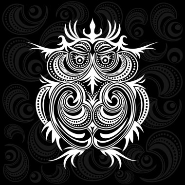 Owl on ornament background clipart