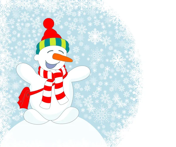 Kerstkaart met sneeuwpop — Stockvector