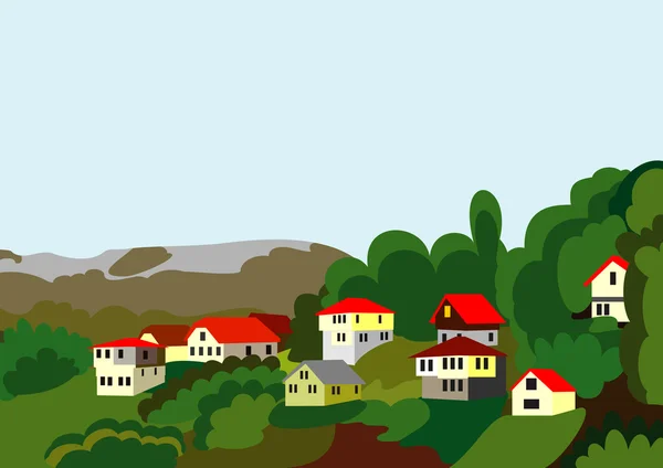 Сільські будинки гірські та лісові — стоковий вектор