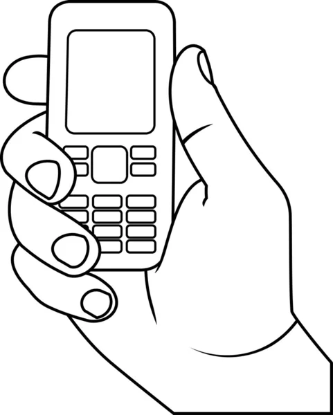 Hand med en mobiltelefon — Stock vektor