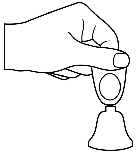 Рука с маленьким колокольчиком — стоковый вектор