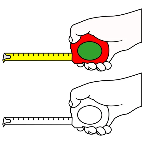 Mão com ferramenta de fita métrica —  Vetores de Stock