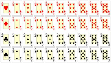 Playing cards from ace to ten clipart