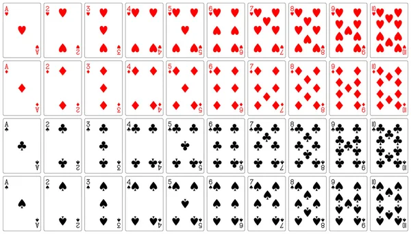 Jugar a las cartas de as a diez — Vector de stock