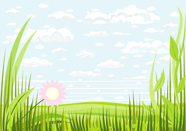 Grass clouds and sky background — Stock Vector