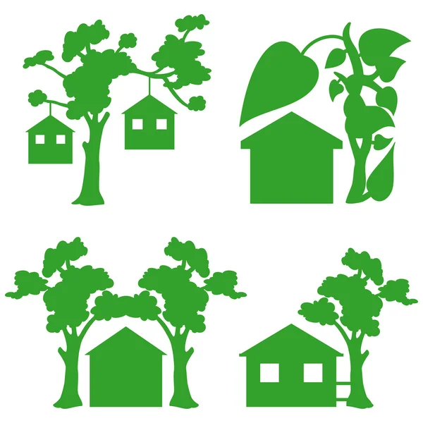 Зелені будинків іконки — стоковий вектор