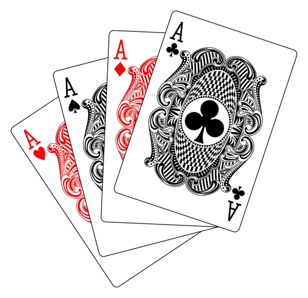 Four aces poker — Stock Vector