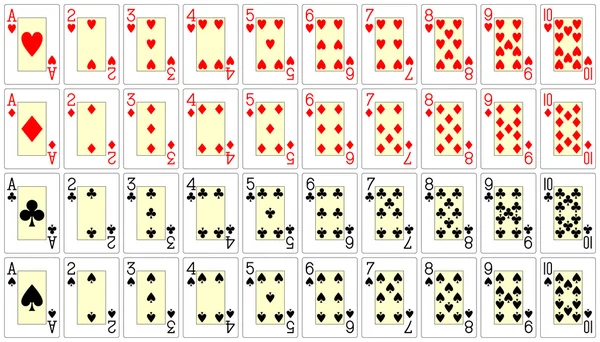 Hraní karet od ESA do deseti — Stockový vektor