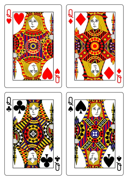 62 x 90 mm queens oynayan dizi kartları — Stok fotoğraf