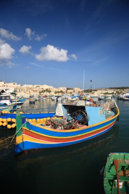 The maltese fishing village, colorful boats