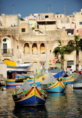 The maltese fishing village, colorful boats