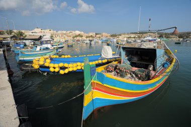 The maltese fishing village, colorful boats