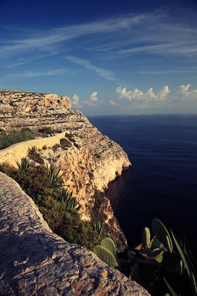 stock image Malta landscape, rocks and the sea