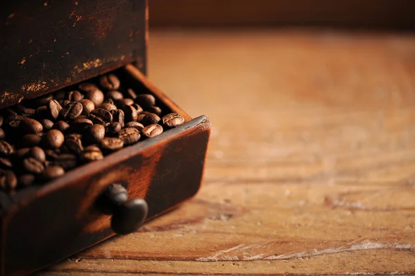 Primo piano di chicchi di caffè, dof poco profondo — Foto Stock