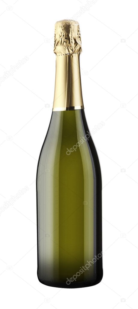 Sparkling White Wine Bottle, Champagne bottle isolated on a white backgroun