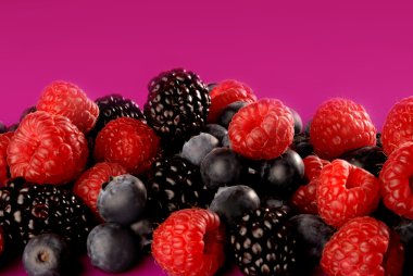 Raspberries and blueberries clipart