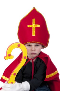 Boy dressed up as Dutch Santa Claus Sinterklaas clipart