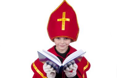 Boy dressed up as Dutch Santa Claus Sinterklaas clipart