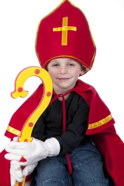 stock image Boy dressed up as Dutch Santa Claus Sinterklaas