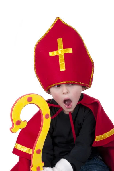 stock image Boy dressed up as Dutch Santa Claus Sinterklaas