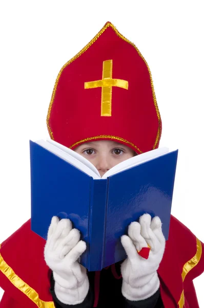 stock image Boy dressed up as Dutch Santa Claus Sinterklaas