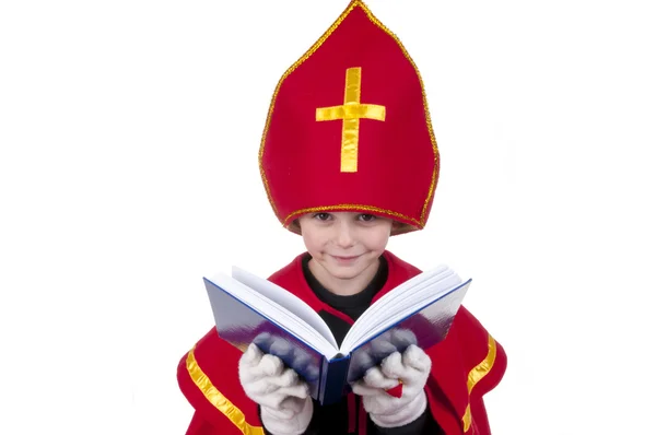 Jongen verkleed als Nederlandse santa claus sinterklaas Stockafbeelding