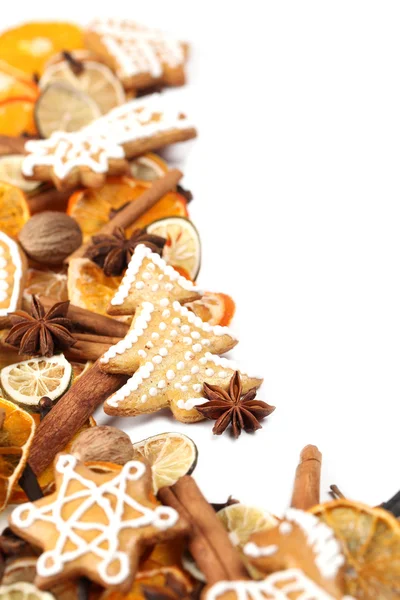 Biscotto di pan di zenzero e spezie cornice di Natale — Foto Stock