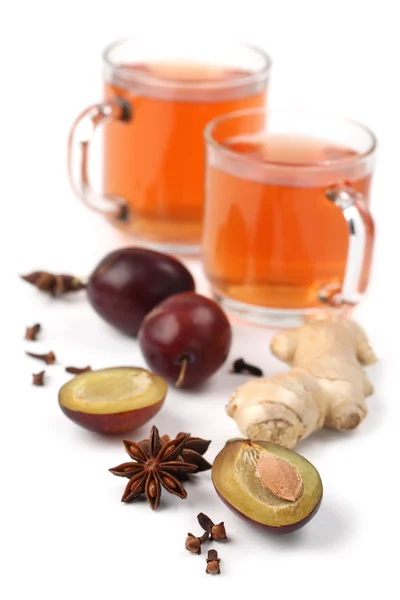 Plum tea with spices — Stock Photo, Image