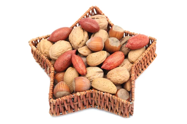 Christmas basket with nuts — Stock Photo, Image