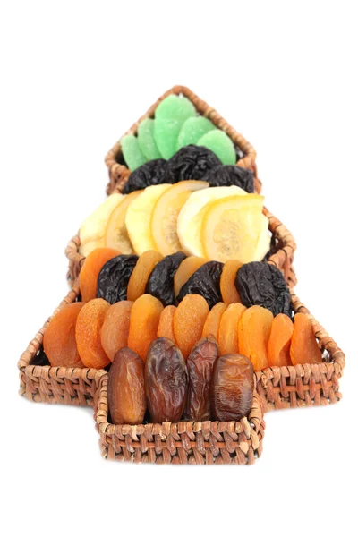 Christmas tree basket with dried fruits — Stock Photo, Image