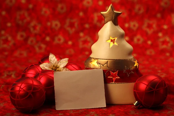 圣诞静物与空白卡 — 图库照片