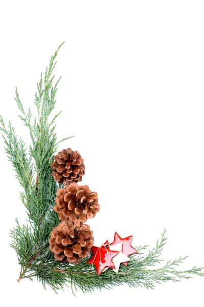 Cone e estrela fronteira de Natal — Fotografia de Stock