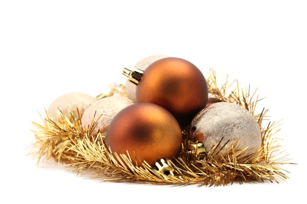 Ouro e marrom enfeites de Natal — Fotografia de Stock