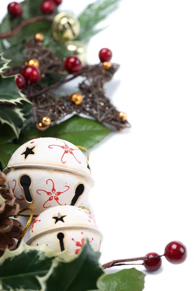 Jingle bell ve yıldız Noel kenarlık — Stok fotoğraf