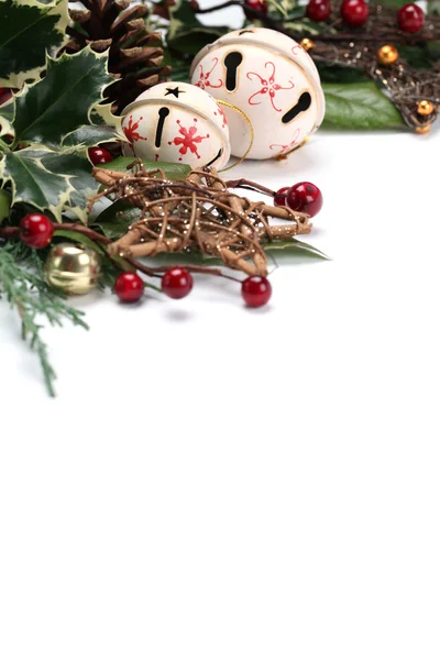 Jingle bell en sterren Kerstmis grens — Stockfoto