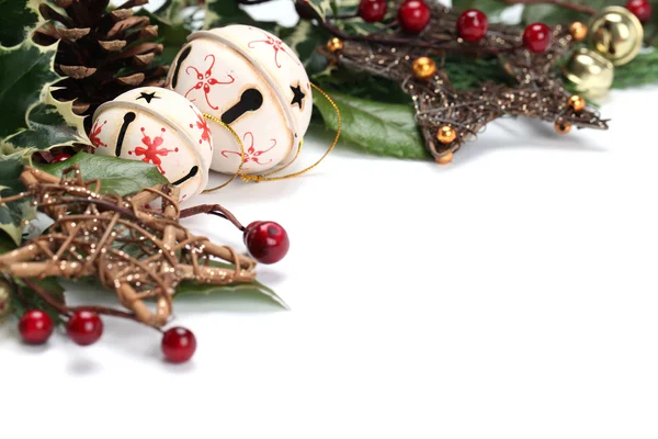 Jingle bell ve yıldız Noel dekorasyon — Stok fotoğraf