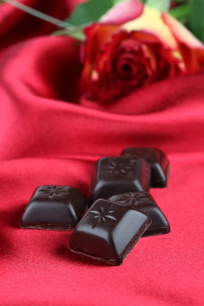 Çikolata ve gül — Stok fotoğraf
