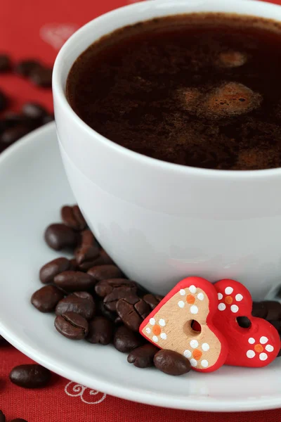 하트와 원두 커피와 커피 — 스톡 사진