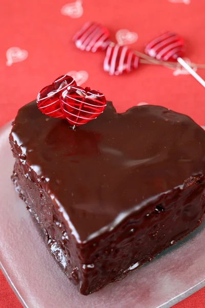Hartvormige chocolade taart — Stockfoto