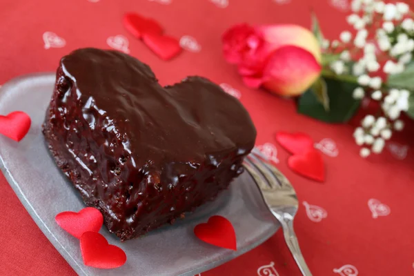 心形巧克力蛋糕 — 图库照片