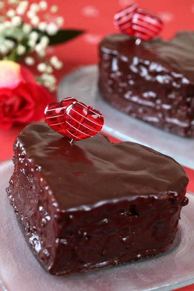 เค้กช็อคโกแลตรูปหัวใจ — ภาพถ่ายสต็อก