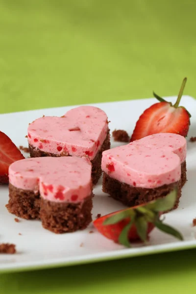 Gâteaux coeur fraise — Photo