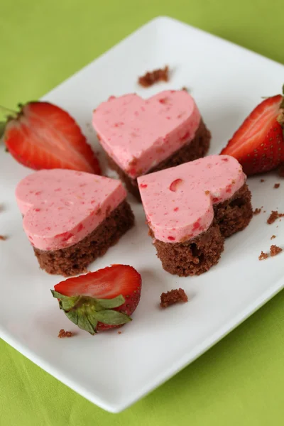Gâteaux coeur fraise — Photo