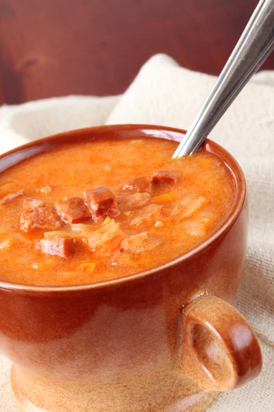 キャベツと赤唐辛子のスープ — ストック写真