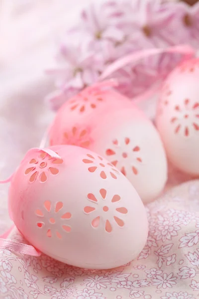 Pink flowery Easter eggs — Stock Photo, Image