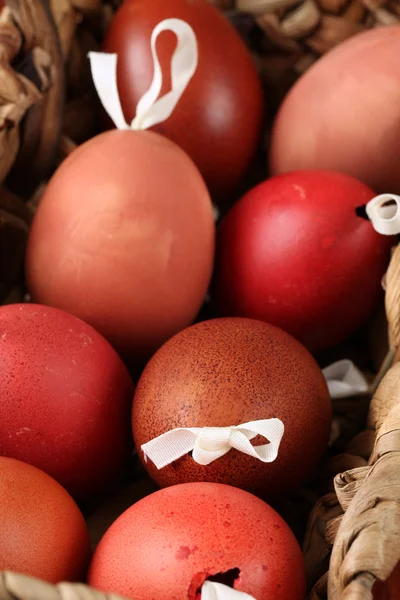 Conchas de ovos vermelhos e castanhos — Fotografia de Stock