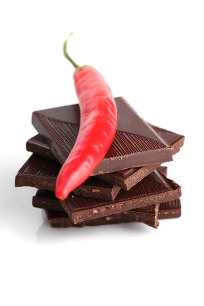 Chili e chocolate — Fotografia de Stock