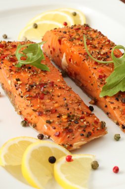 Smoked salmon with pepper crust clipart