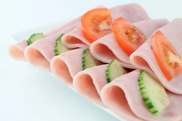 Ham and vegetables — Stock Photo, Image